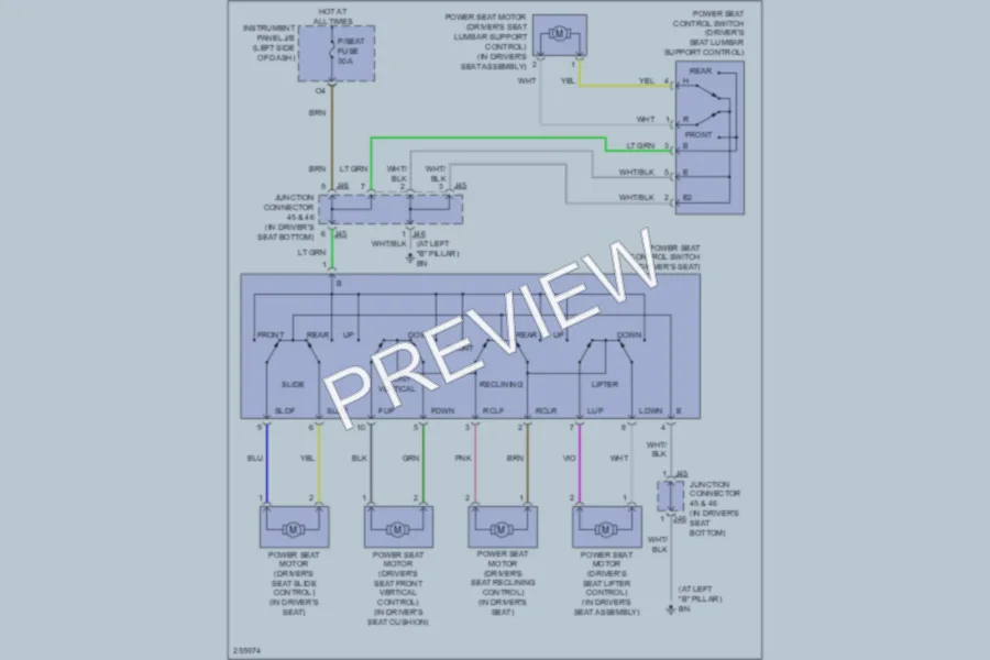 2007 Lexus RX400h Power Seats wiring diagram preview