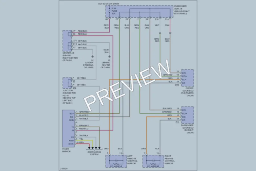 2007 Lexus SC430 Power Mirrors wiring diagram preview