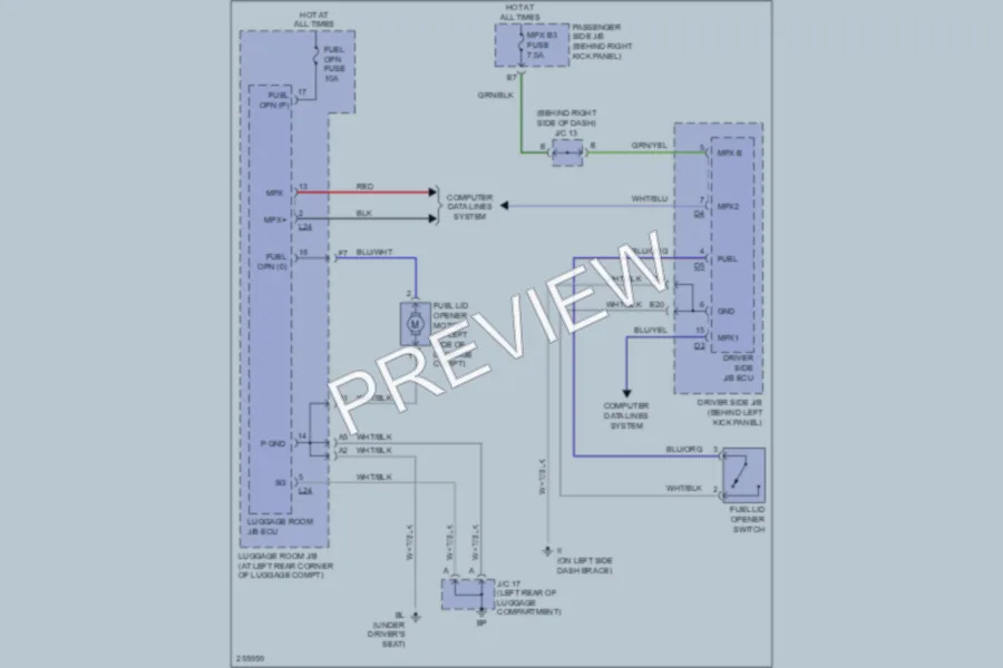2007 Lexus SC430 Trunk Tailgate Fuel Door wiring diagram preview