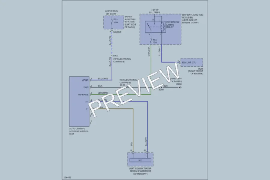 2007 Lincoln MKX Power Mirrors wiring diagram preview