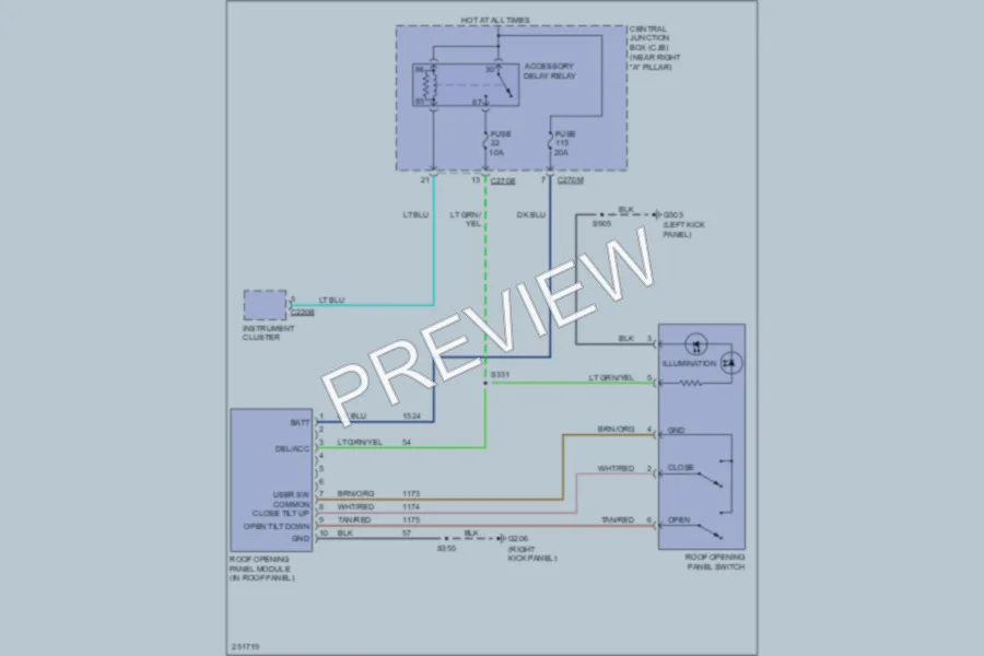 2007 Lincoln MarkLT Power Top Sunroof wiring diagram preview