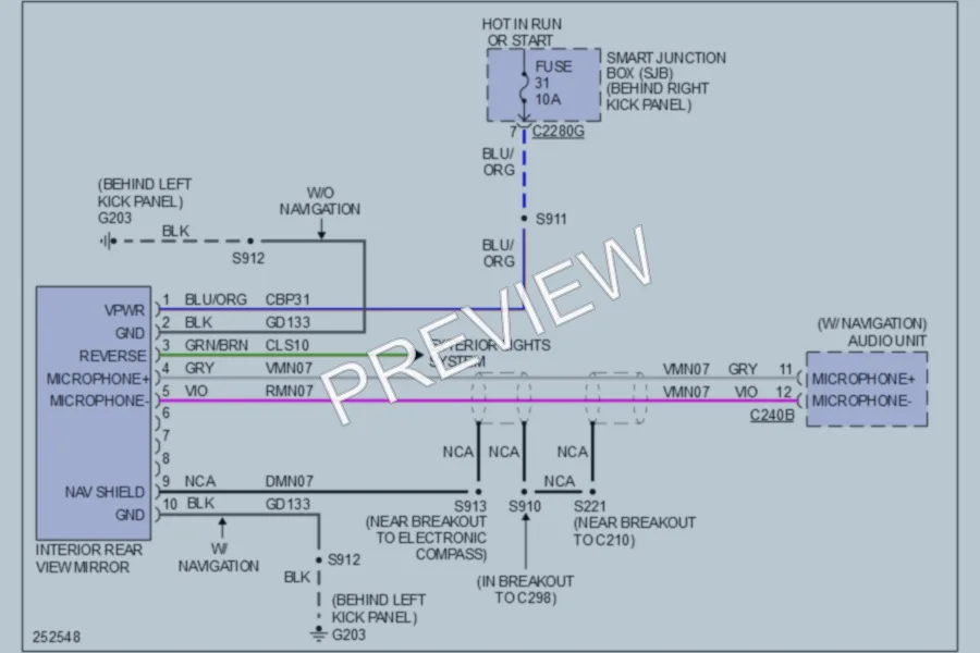 2007 Lincoln Navigator Power Mirrors wiring diagram preview