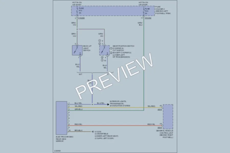 2007 MINI Cooper Power Mirrors wiring diagram preview