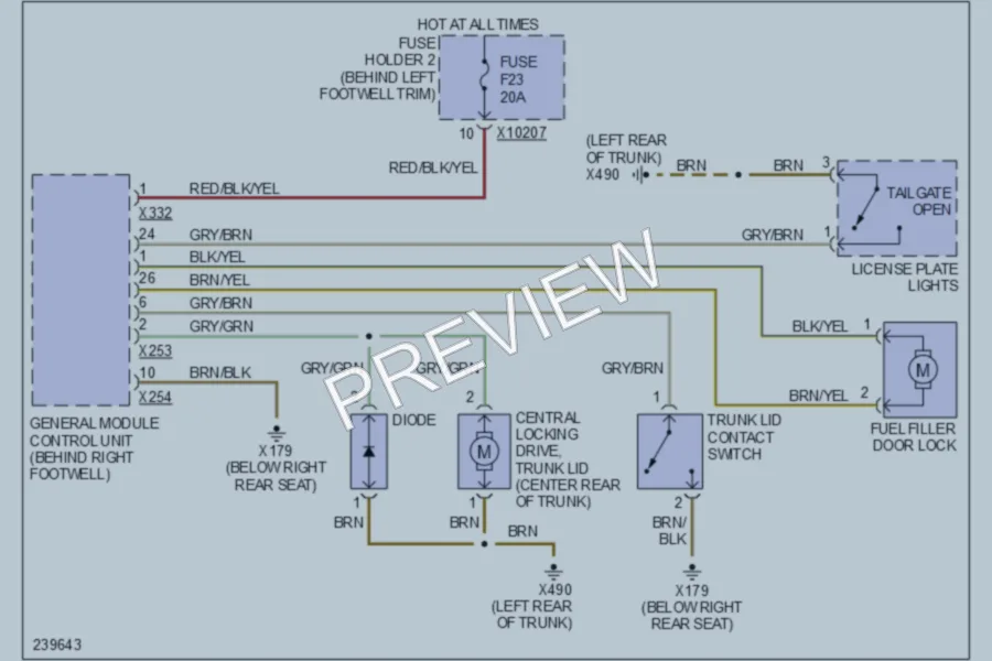 2007 MINI Cooper Trunk Tailgate Fuel Door wiring diagram preview