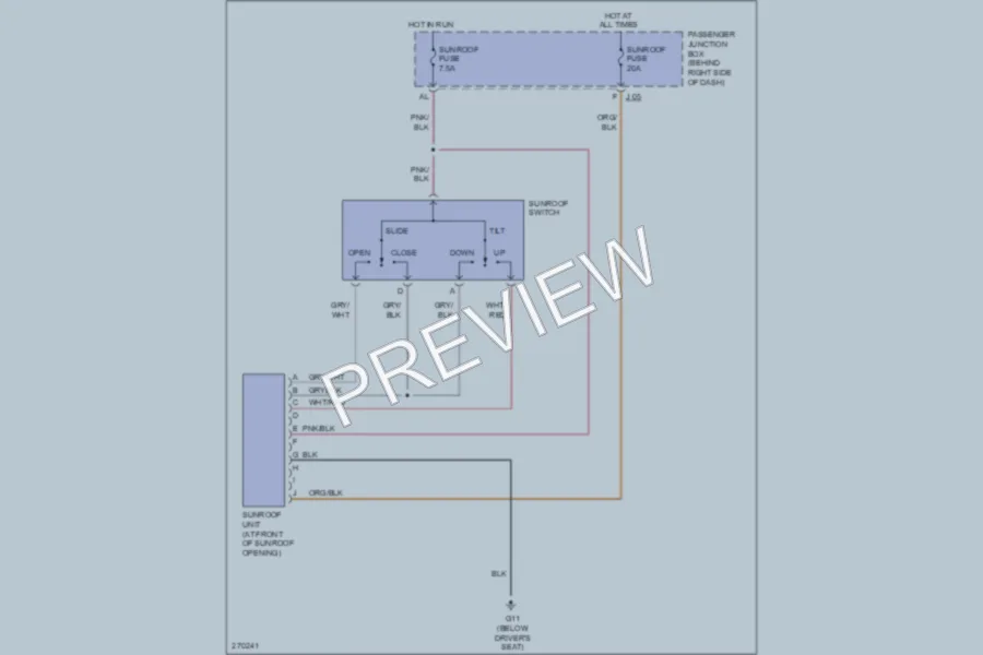 2007 Mazda 3 Power Top Sunroof wiring diagram preview