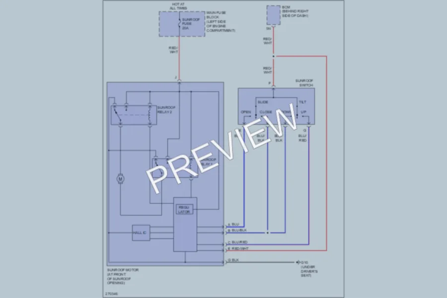 2007 Mazda 5 Power Top Sunroof wiring diagram preview