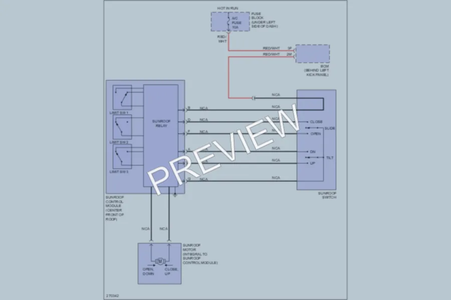 2007 Mazda 6 Power Top Sunroof wiring diagram preview