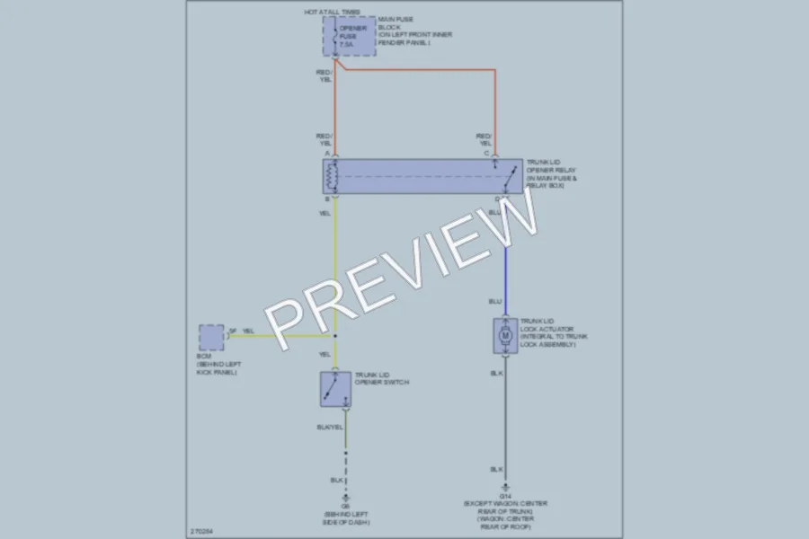 2007 Mazda 6 Trunk Tailgate Fuel Door wiring diagram preview