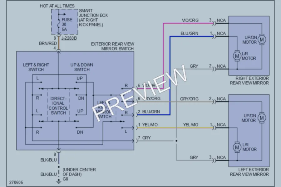 2007 Mazda B3000 Power Mirrors wiring diagram preview