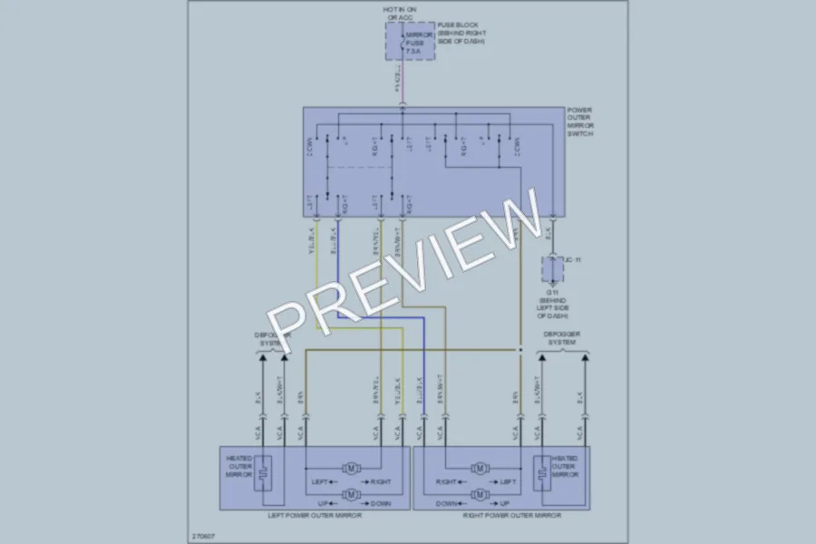 2007 Mazda CX9 Power Mirrors wiring diagram preview