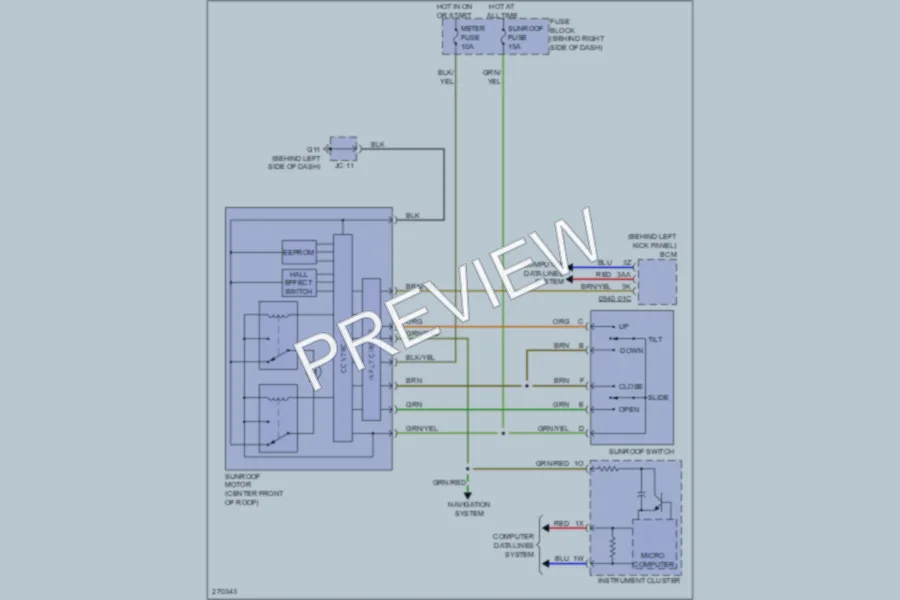 2007 Mazda CX9 Power Top Sunroof wiring diagram preview