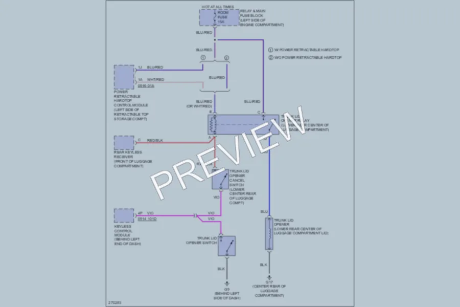 2007 Mazda MX5Miata Trunk Tailgate Fuel Door wiring diagram preview