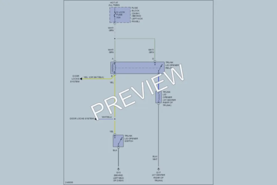 2007 Mazda RX8 Trunk Tailgate Fuel Door wiring diagram preview