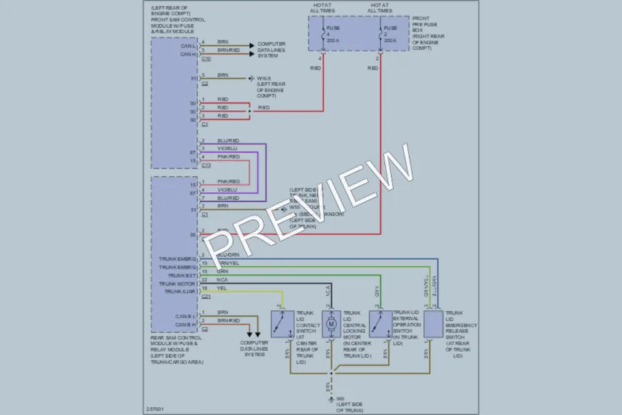 2007 MercedesBenz C350 Trunk Tailgate Fuel Door wiring diagram preview