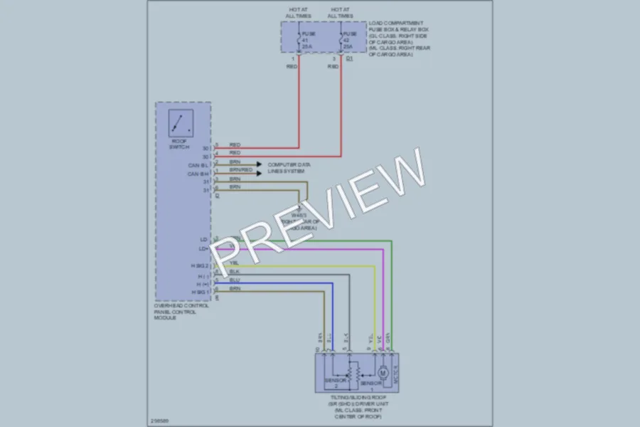 2007 MercedesBenz GL450 Power Top Sunroof wiring diagram preview