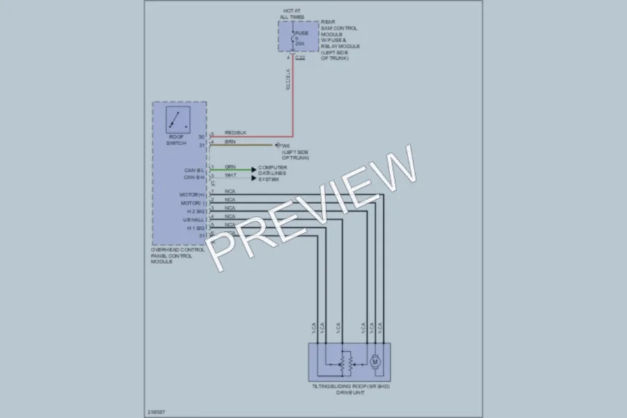 2007 MercedesBenz S550 Power Top Sunroof wiring diagram preview