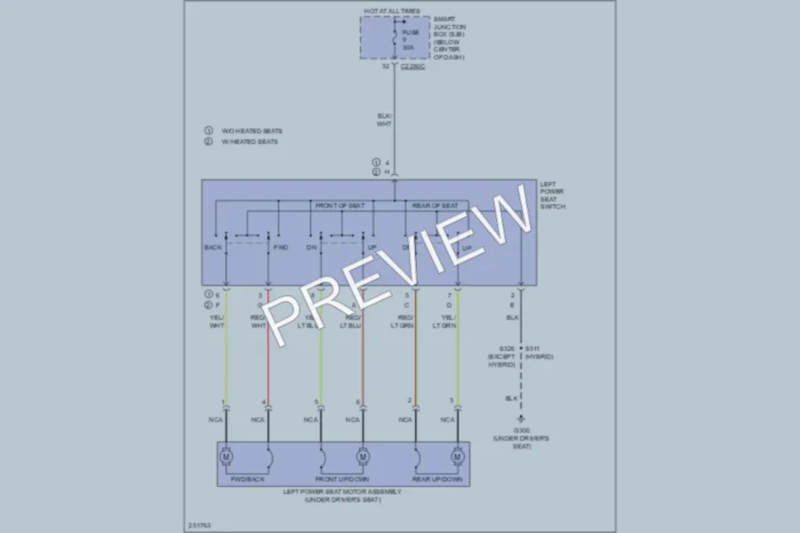 2007 Mercury Mariner Power Seats wiring diagram preview