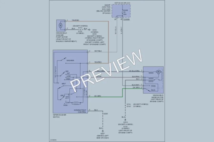 2007 Mercury Mariner Wiper Washer wiring diagram preview