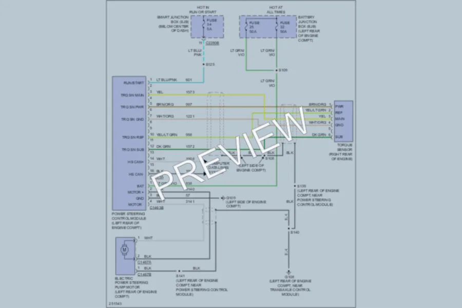 2007 Mercury MarinerHybrid Electronic Power Steering wiring diagram preview