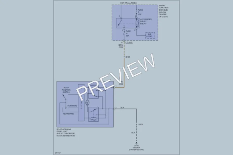 2007 Mercury MarinerHybrid Power Top Sunroof wiring diagram preview