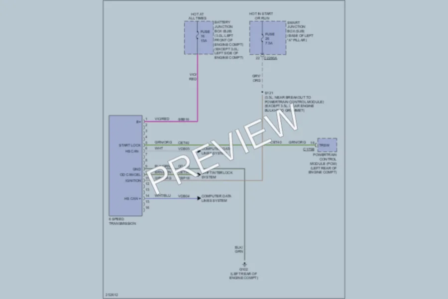 2007 Mercury Milan Transmission wiring diagram preview