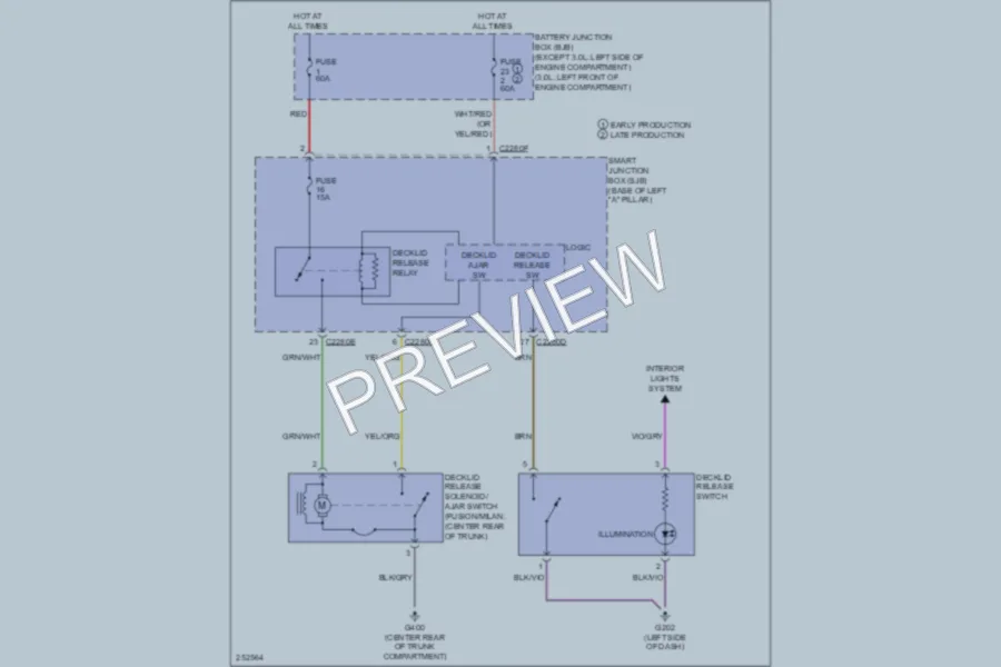 2007 Mercury Milan Trunk Tailgate Fuel Door wiring diagram preview