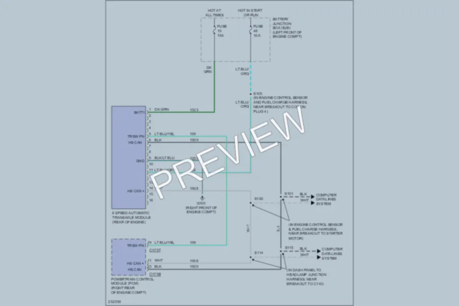 2007 Mercury Montego Transmission wiring diagram preview