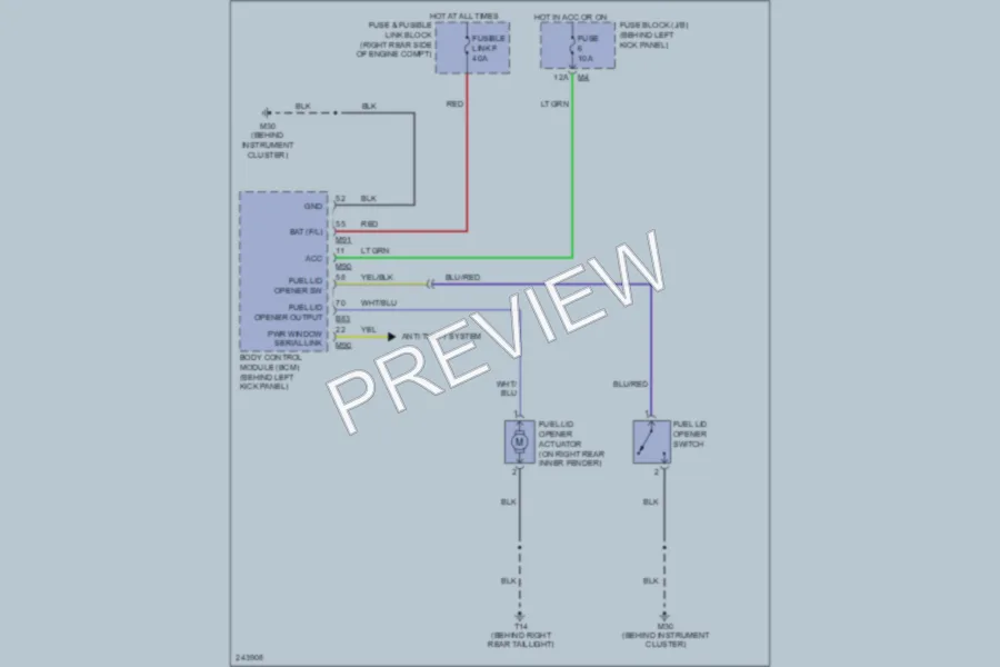 2007 Nissan 350Z Trunk Tailgate Fuel Door wiring diagram preview