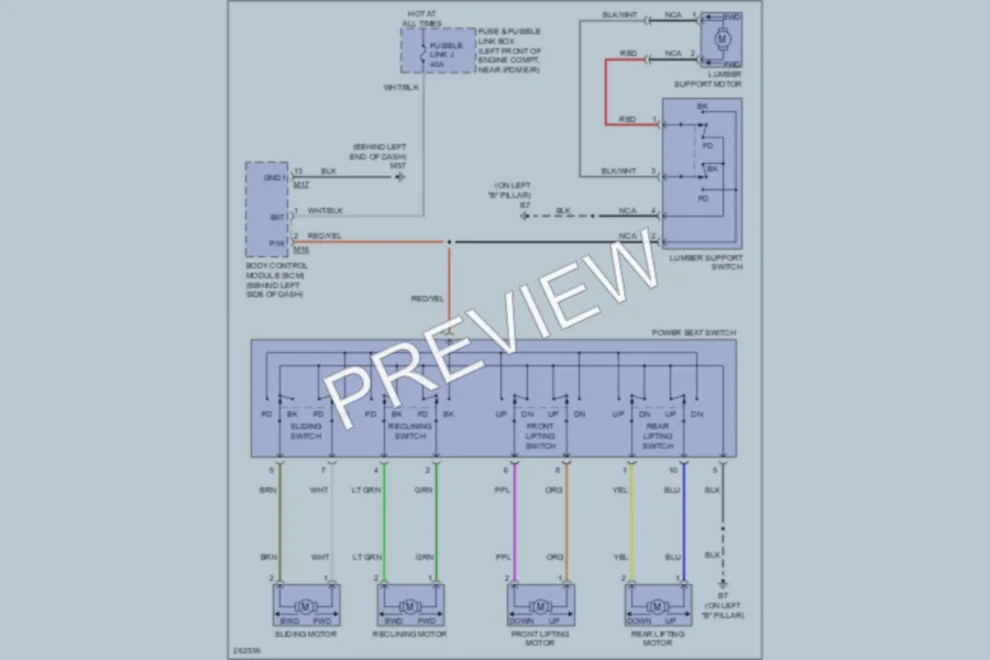 2007 Nissan Altima Power Seats wiring diagram preview