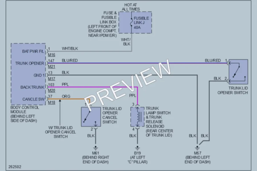 2007 Nissan Altima Trunk Tailgate Fuel Door wiring diagram preview