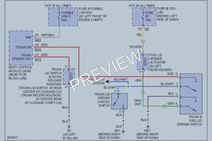 2007 Nissan Maxima Trunk Tailgate Fuel Door wiring diagram preview