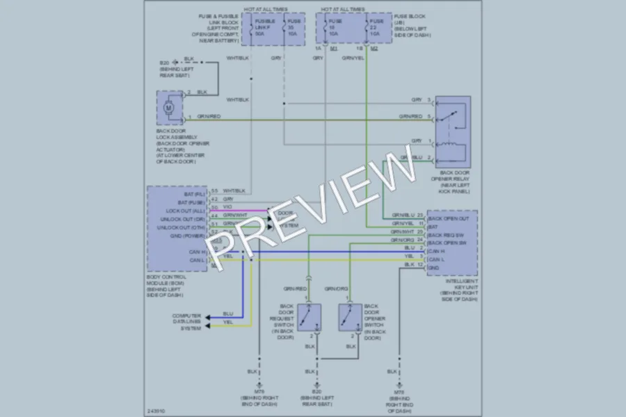 2007 Nissan Murano Trunk Tailgate Fuel Door wiring diagram preview