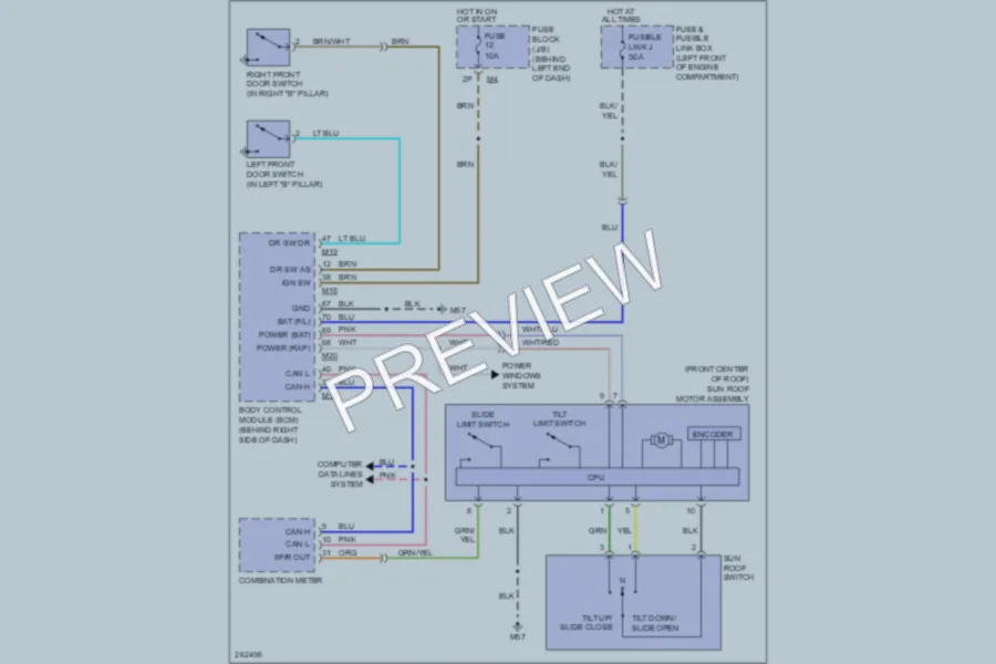 2007 Nissan Sentra Power Top Sunroof wiring diagram preview
