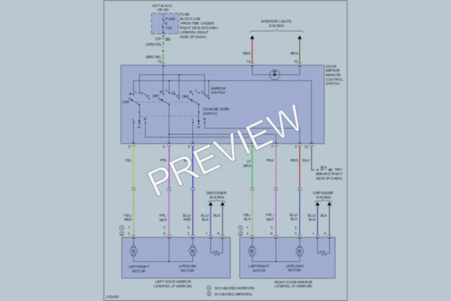 2007 Nissan Xterra Power Mirrors wiring diagram preview