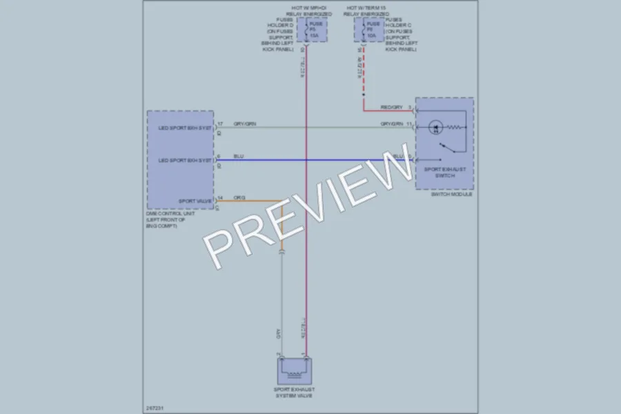 2007 Porsche 911 Electronic Muffler wiring diagram preview