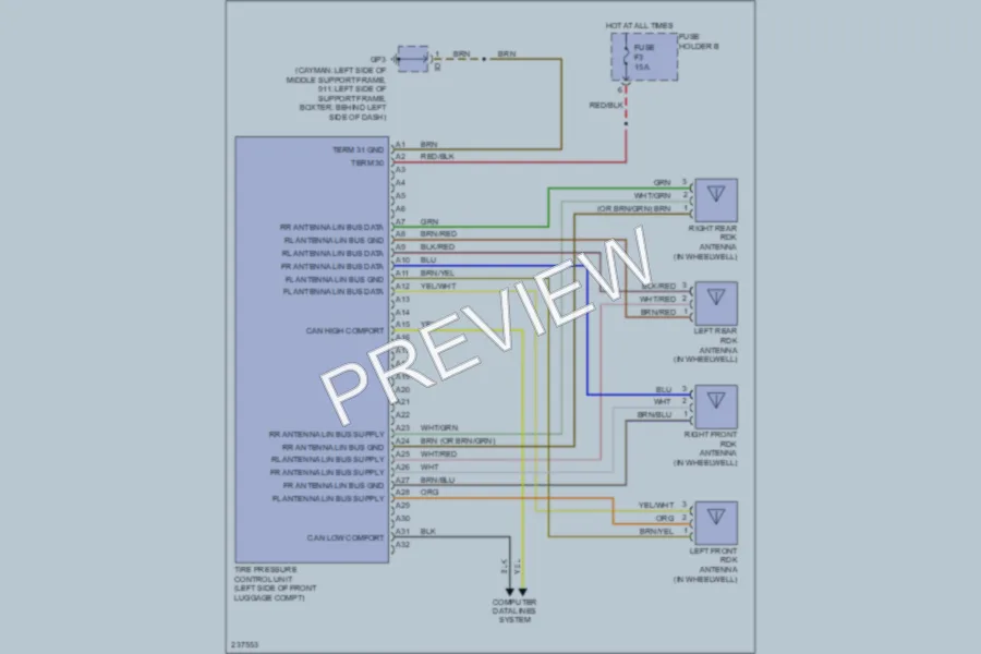 2007 Porsche Boxster Warning Systems wiring diagram preview