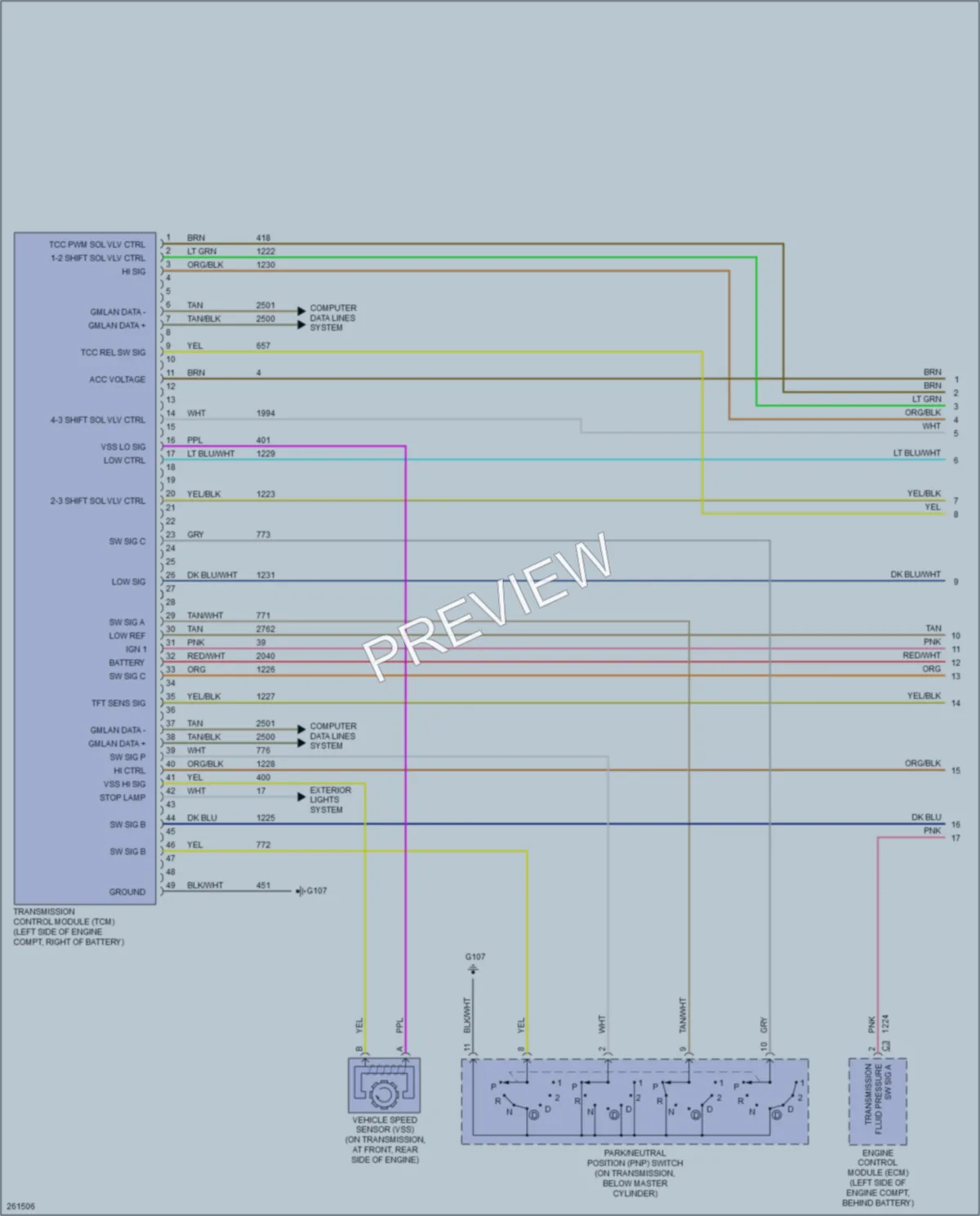 2007 Saturn Aura Transmission wiring diagram preview