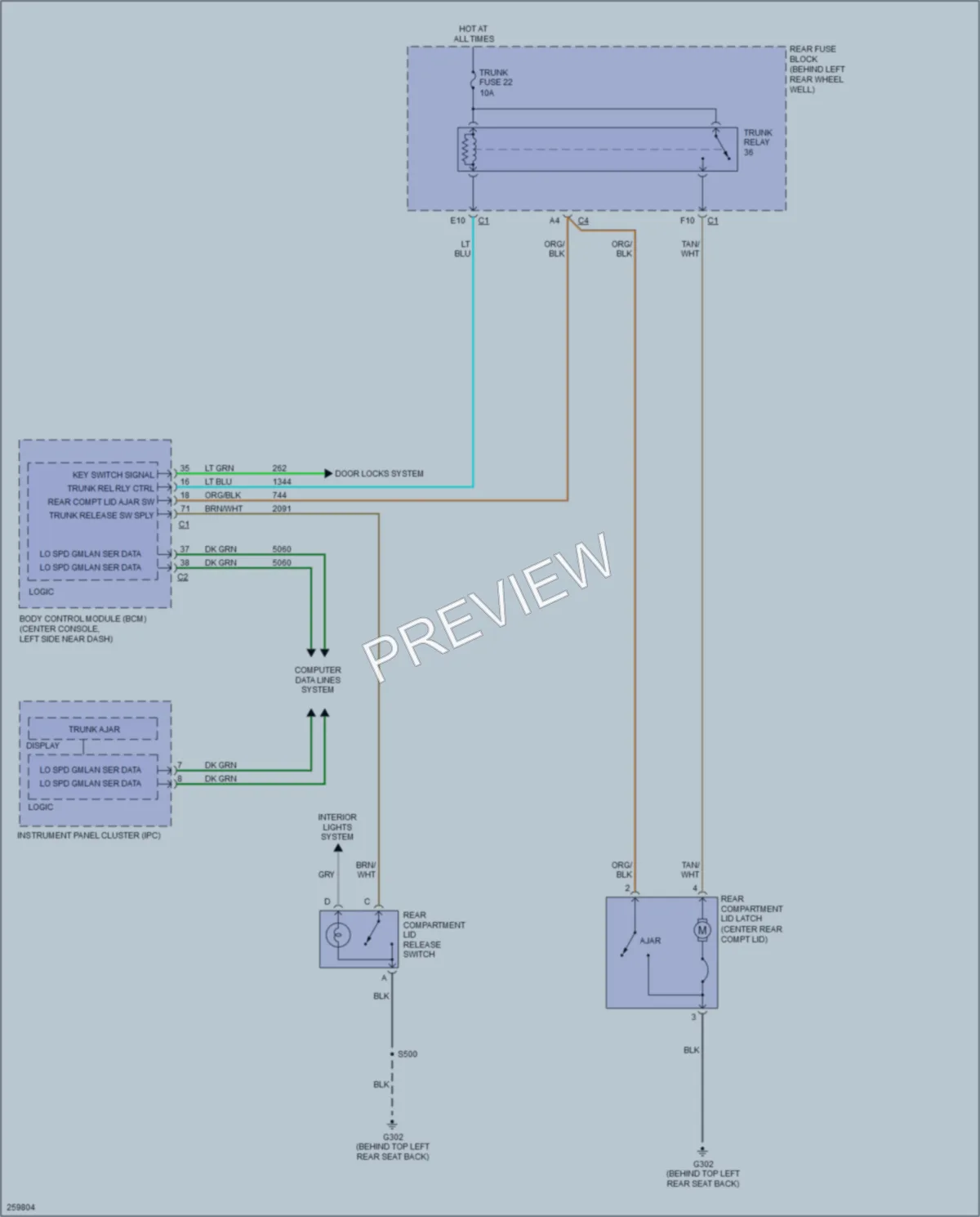 2007 Saturn Aura Trunk Tailgate Fuel Door wiring diagram preview