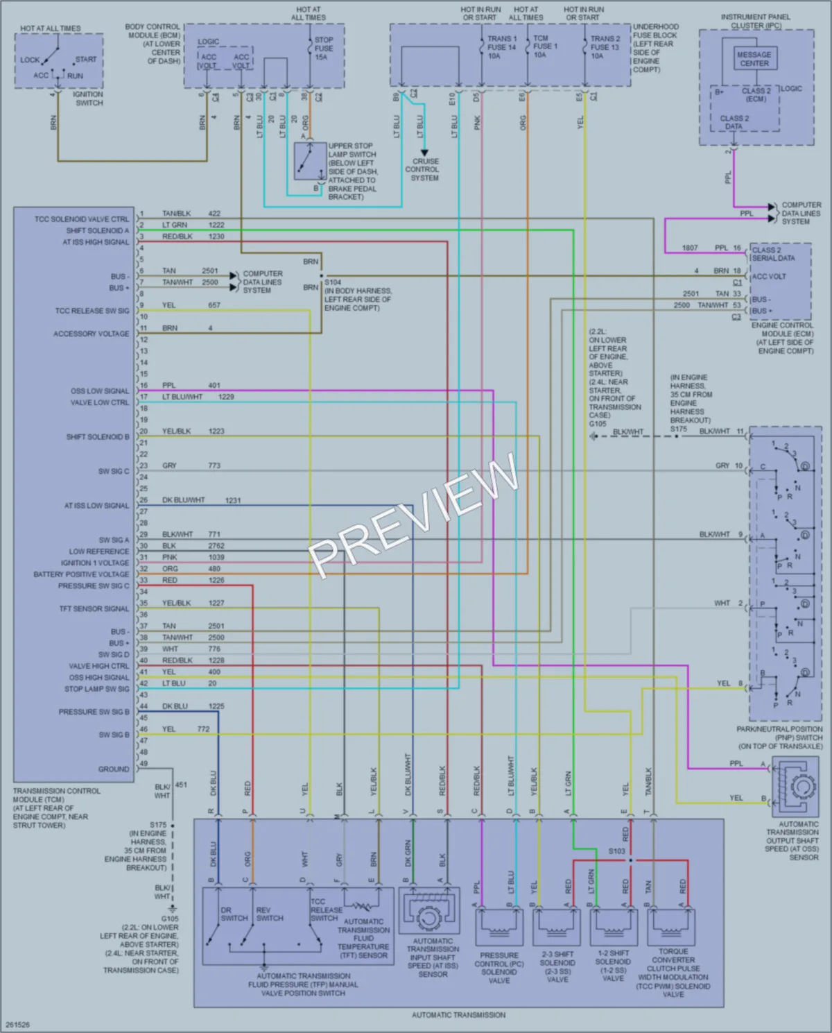 2007 Saturn ION3 Transmission wiring diagram preview