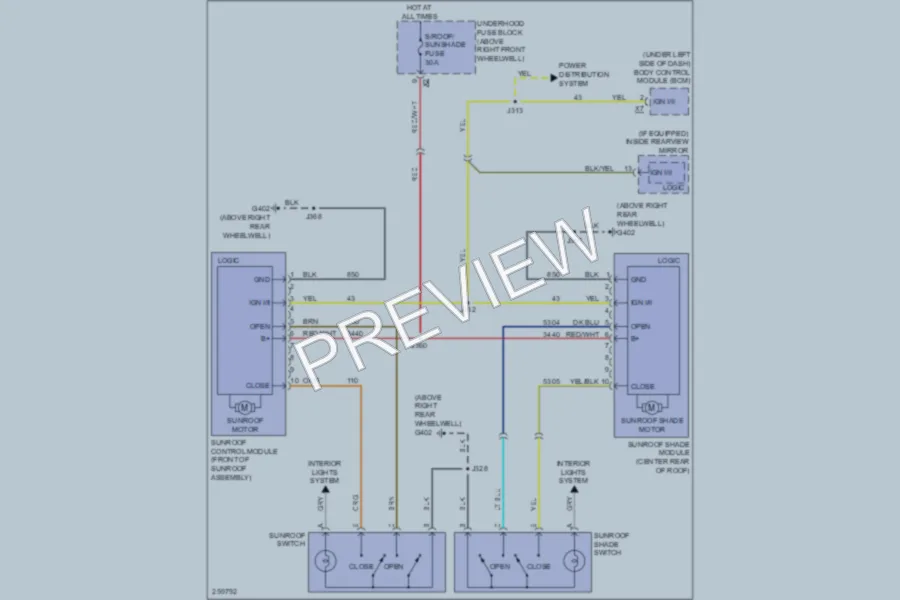 2007 Saturn Outlook Power Top Sunroof wiring diagram preview