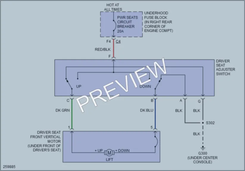 2007 Saturn Sky Power Seats wiring diagram preview