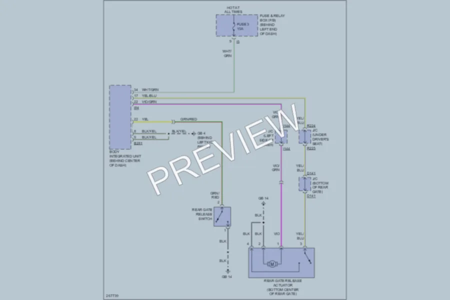 2007 Subaru B9Tribeca Trunk Tailgate Fuel Door wiring diagram preview