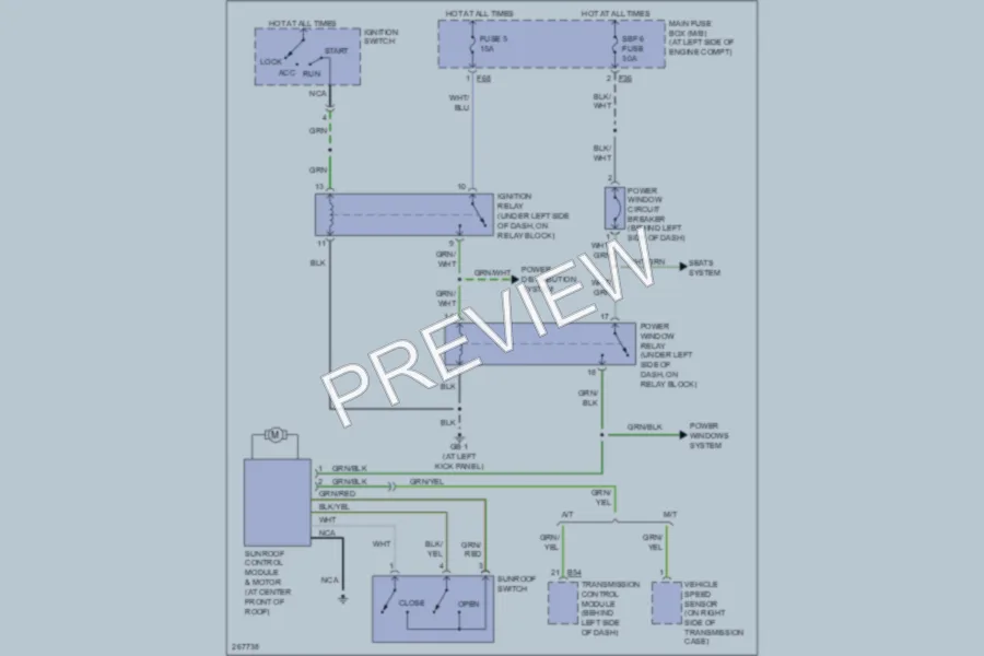 2007 Subaru Forester Power Top Sunroof wiring diagram preview