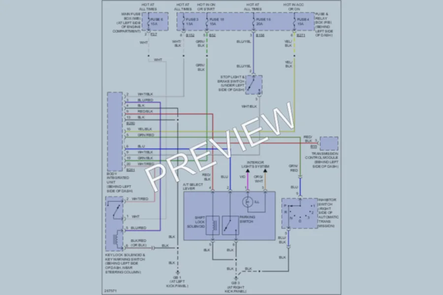 2007 Subaru Forester Shift Interlock wiring diagram preview