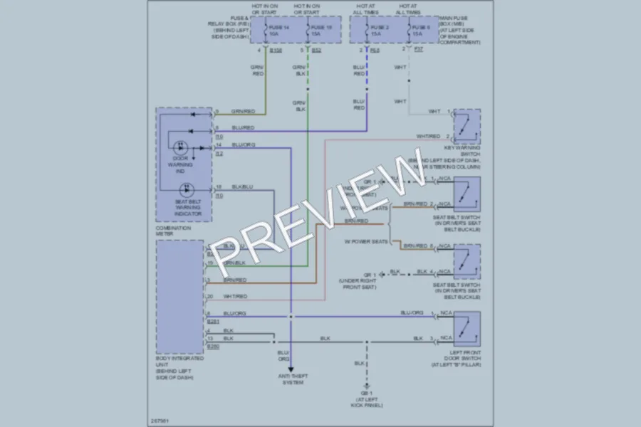 2007 Subaru Forester Warning Systems wiring diagram preview