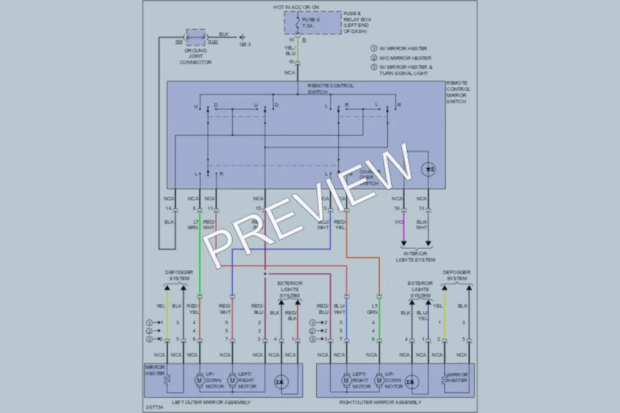 2007 Subaru Outback Power Mirrors wiring diagram preview