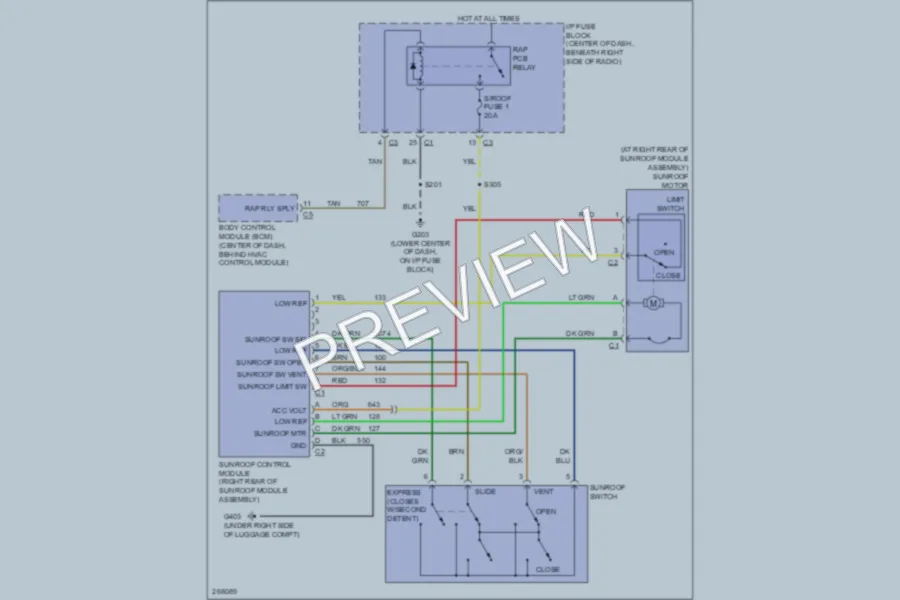 2007 Suzuki XL7 Power Top Sunroof wiring diagram preview