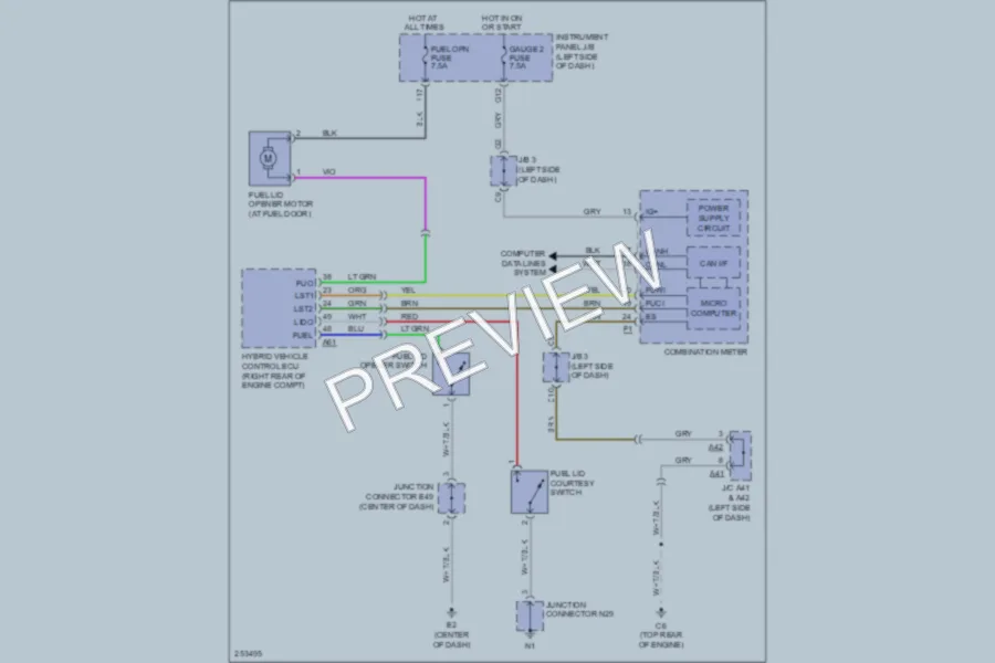 2007 Toyota Camry Trunk Tailgate Fuel Door wiring diagram preview
