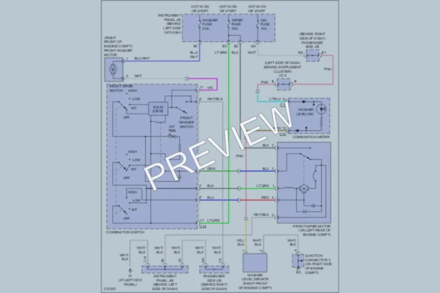 2007 Toyota Highlander Wiper Washer wiring diagram preview