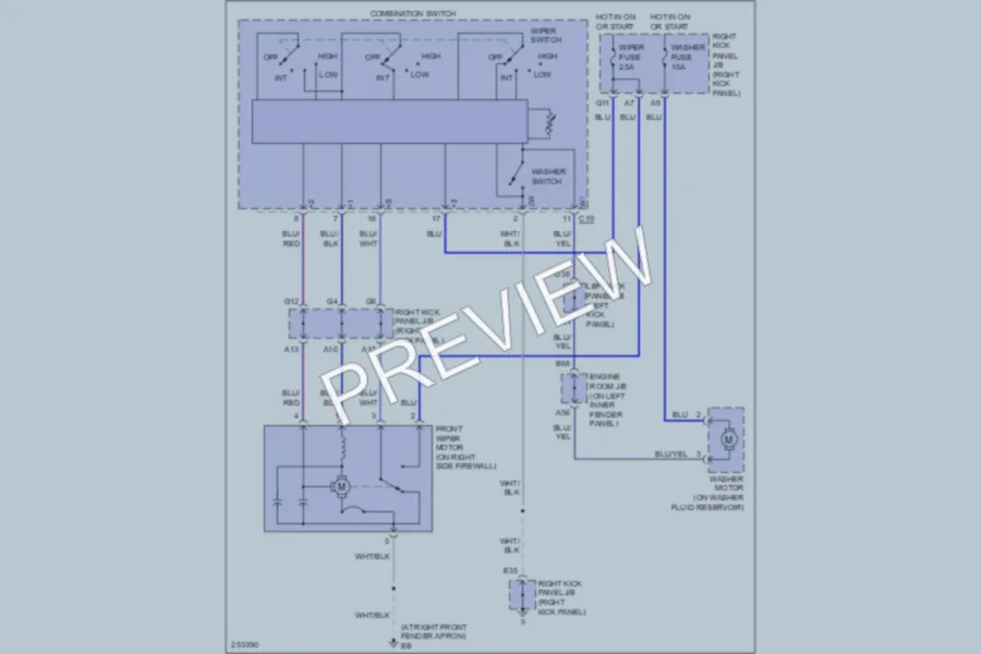 2007 Toyota LandCruiser Wiper Washer wiring diagram preview